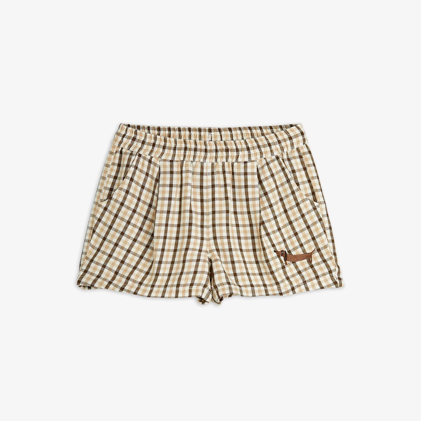 Mini Rodini Gingham Woven Shorts - Yellow Turtle