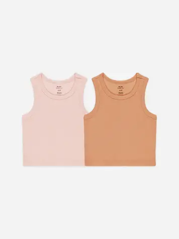 Rylee + Cru Rylee & Cru Ribbed Tank Set || Pink, Grapefruit
