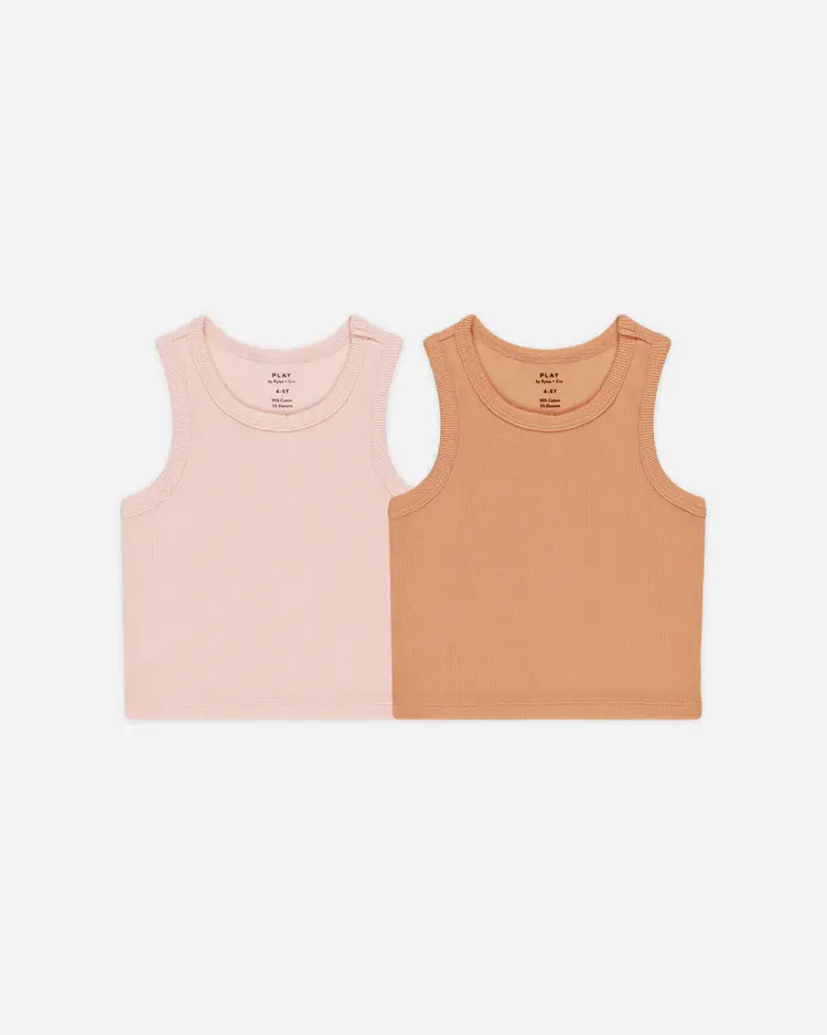 Rylee + Cru Rylee & Cru Ribbed Tank Set || Pink, Grapefruit