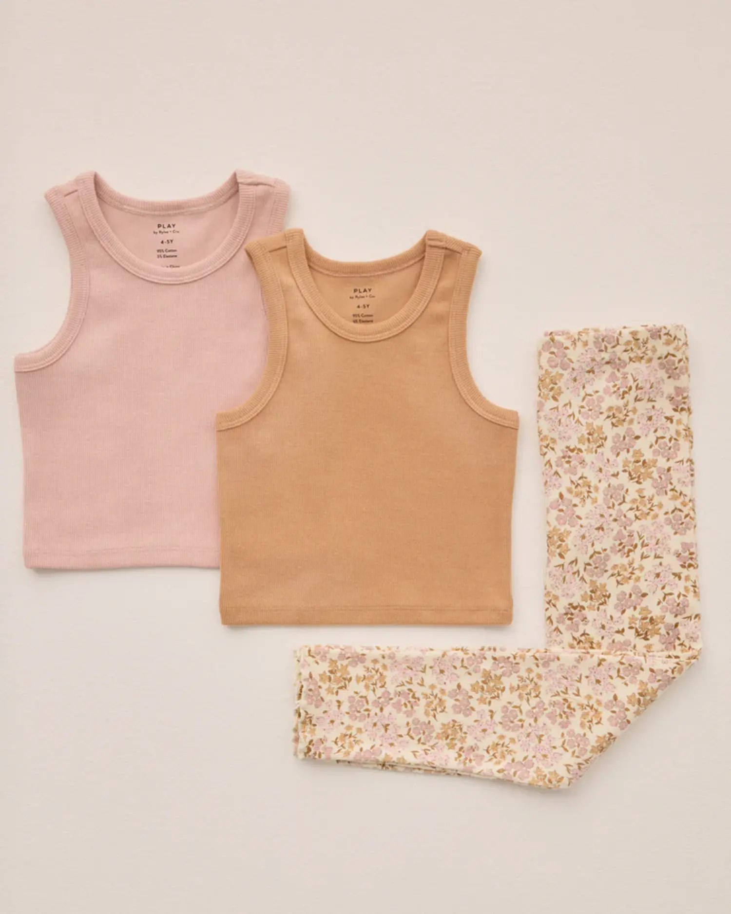 Rylee & Cru Ribbed Tank Set || Pink, Grapefruit - Yellow Turtle