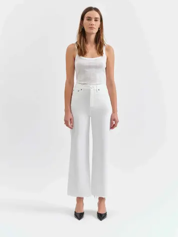 Daze Pleaser High Rise Wide Ankle in Lamb