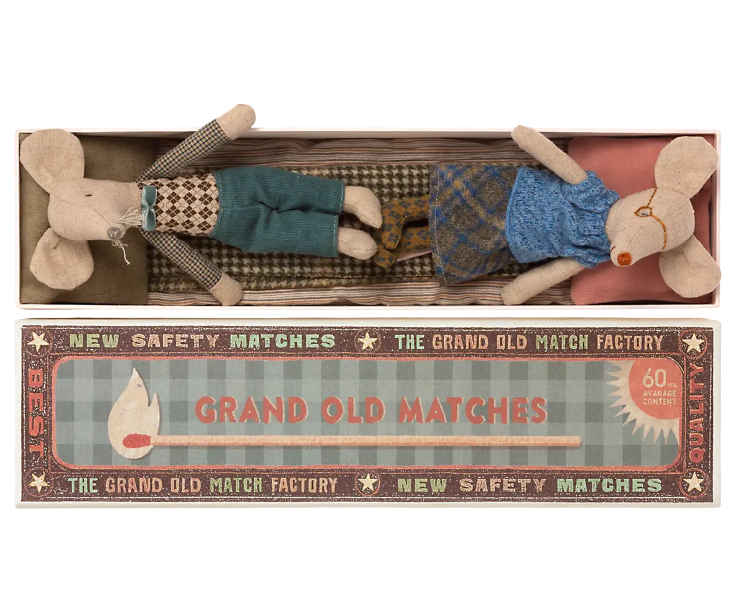 Maileg Grandma & Grandpa Mice in Matchbox - Yellow Turtle