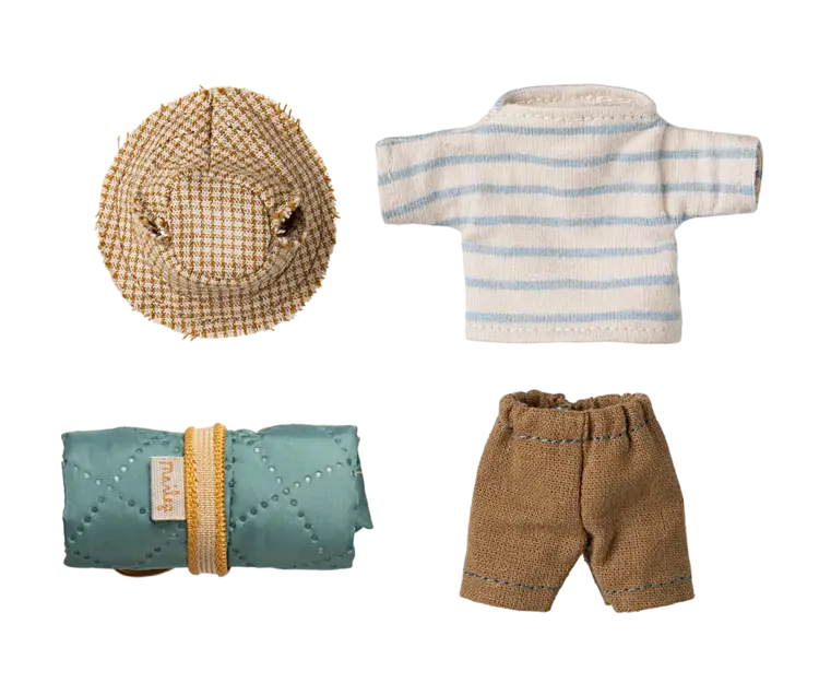 Maileg Maileg Hiker Mouse, Big Brother - Light Blue Stripes