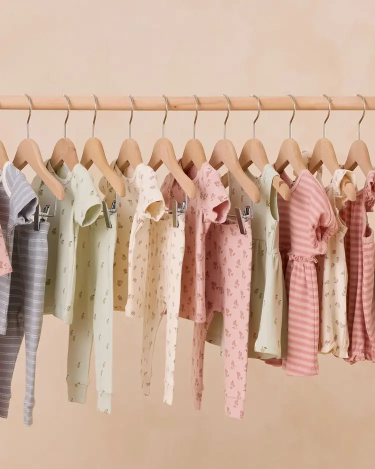 Quincy Mae Quincy Mae Ribbed Short Sleeve Tee + Legging Set || Rose