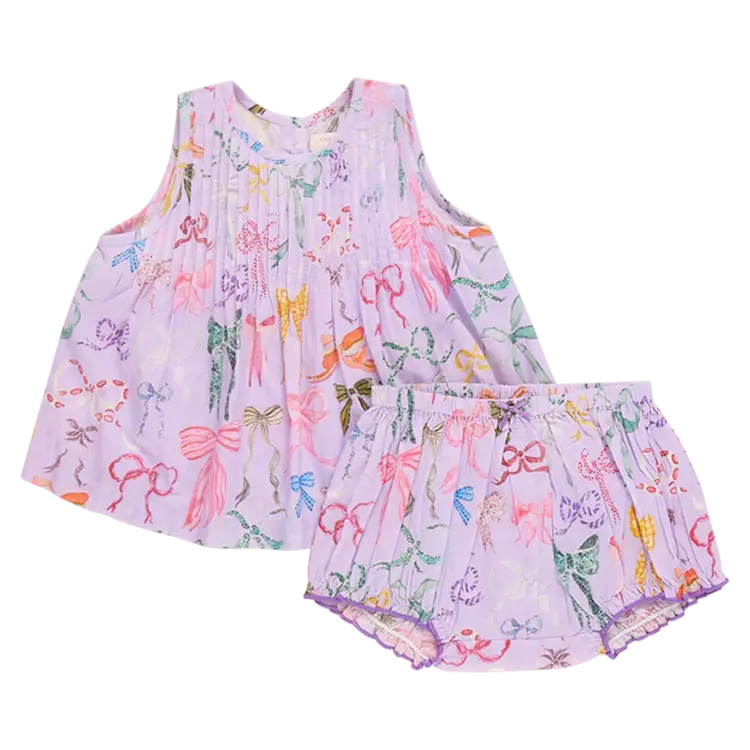 Pink Chicken Pink Chicken Baby Girls Jaipur 2-Piece Set - Lavender Watercolor Bows