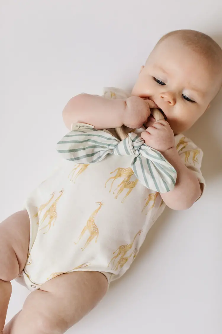 Pehr Designs Pehr Short Sleeve Shoulder Snap One-Piece- Follow Me Giraffe