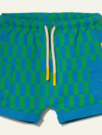 Mon Coeur Mon Coeur Recycled Cotton Blue Checkered Baby Short