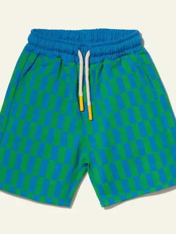 Mon Coeur Mon Coeur Recycled Cotton Blue Checkered Kid Short