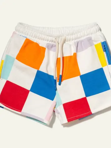 Mon Coeur Mon Coeur Recycled Cotton Checkered Cropped Kid Short