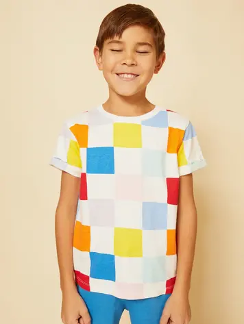 Mon Coeur Mon Coeur Recycled Cotton Checkered Kid T-Shirt