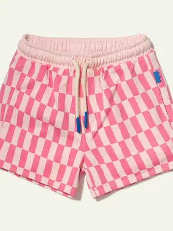 Mon Coeur Mon Coeur Recycled Cotton Pink Checkered Cropped Kid Short