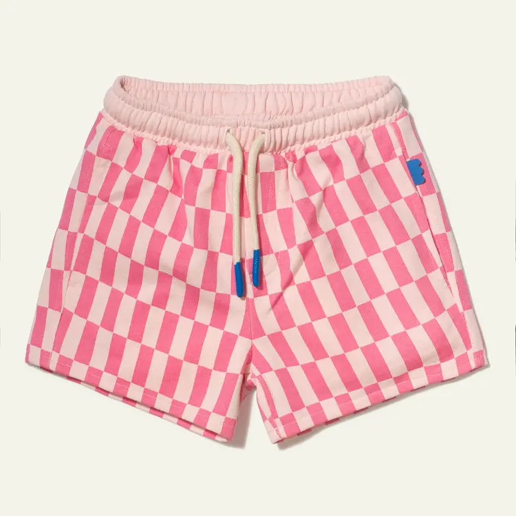 Mon Coeur Mon Coeur Recycled Cotton Pink Checkered Cropped Kid Short