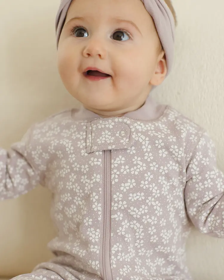 Rylee + Cru Quincy Mae Zip Long Sleeve Sleeper Footie || Lavender Ditsy