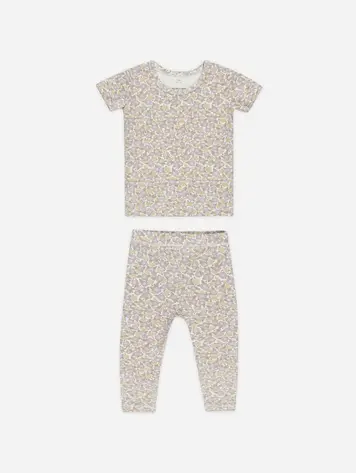 Rylee + Cru Quincy Mae Bamboo Short Sleeve Pajama Set || Purple Floral