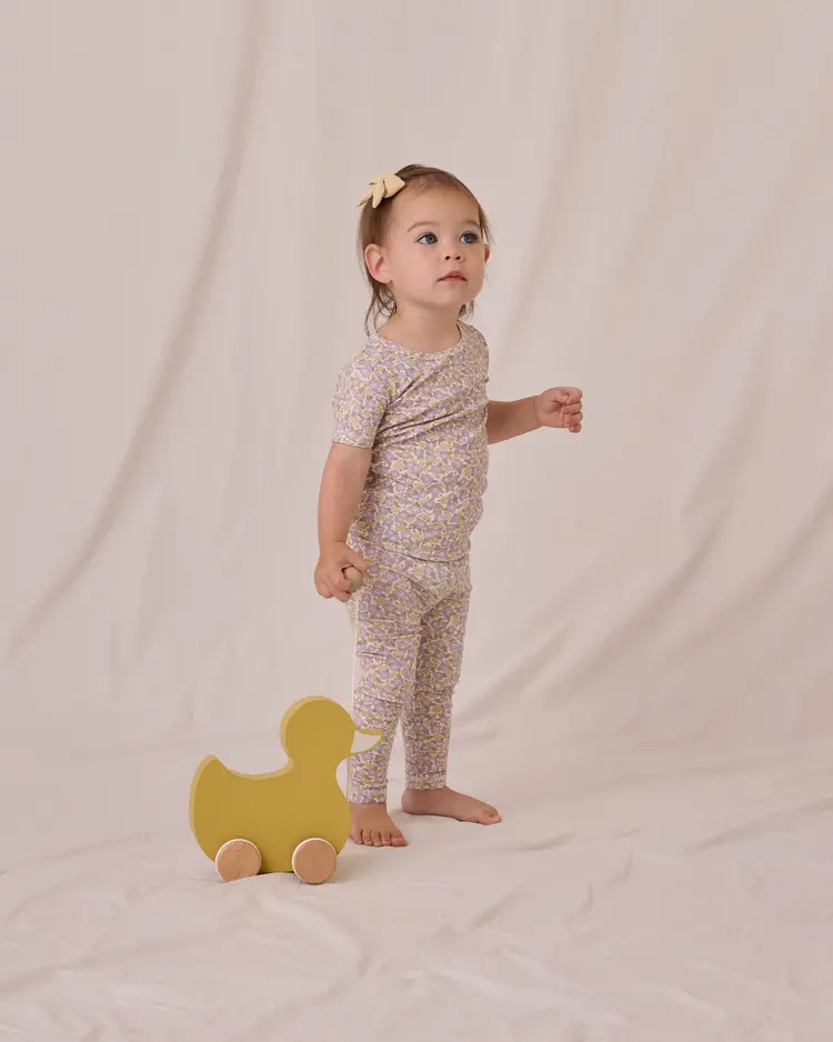 Rylee + Cru Quincy Mae Bamboo Short Sleeve Pajama Set || Purple Floral
