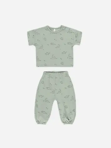 Rylee + Cru Quincy Mae Jersey Tee + Pant Set || Dino