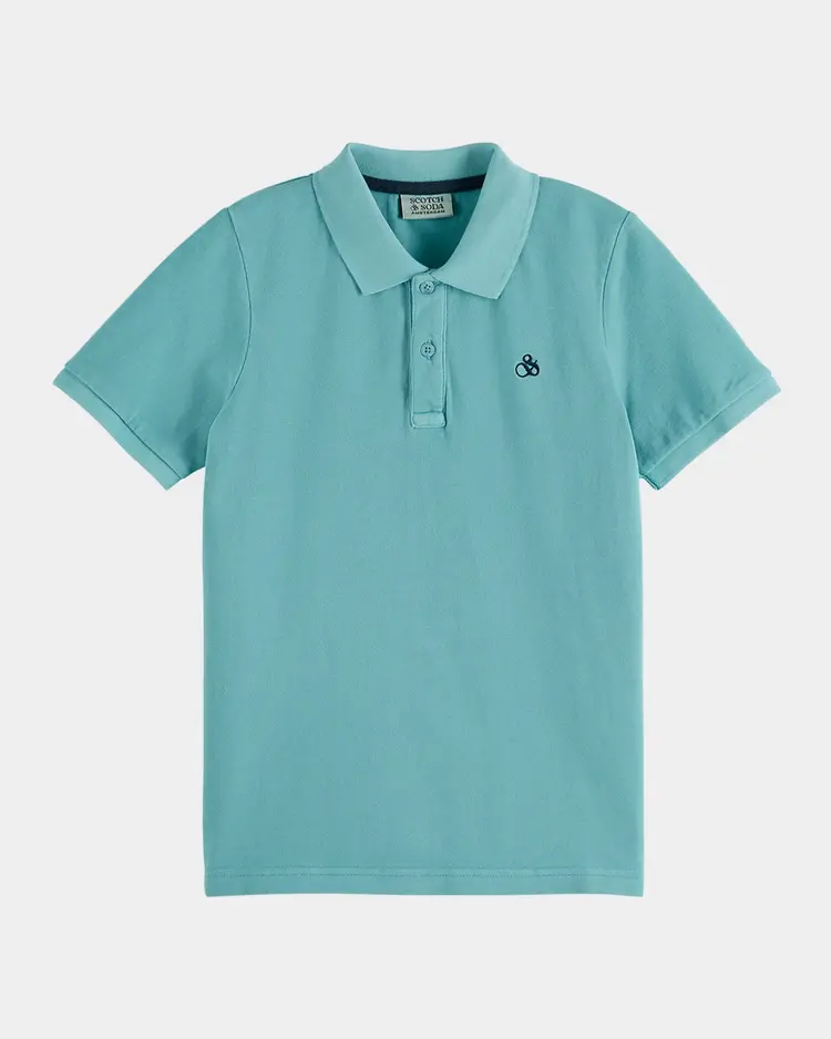 Scotch & Soda Garment-Dyed Pique Polo Shirt- Sea Blue