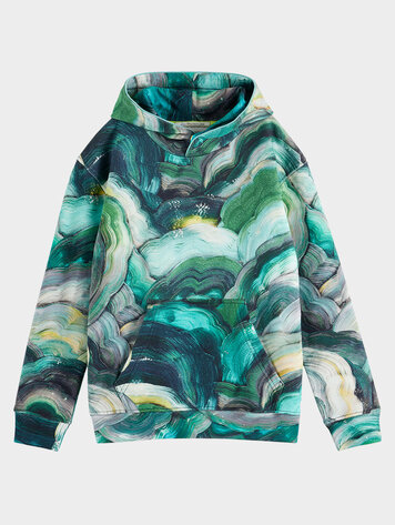 Scotch & Soda Swirl Print Hoodie - Abstract Green Fungi