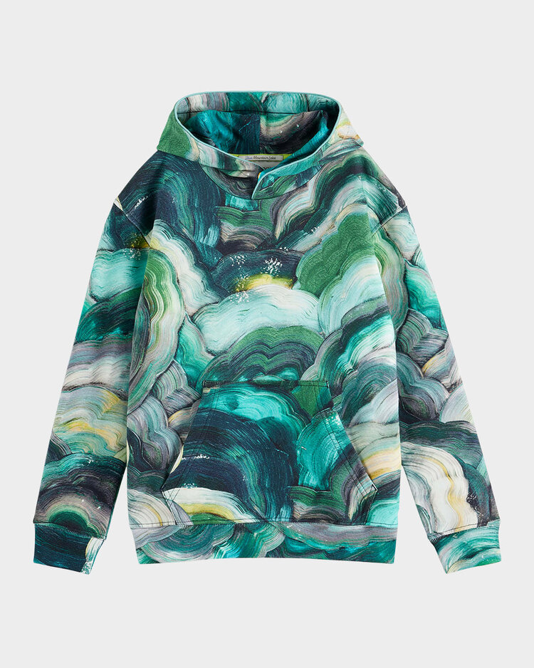 Scotch & Soda Swirl Print Hoodie - Abstract Green Fungi