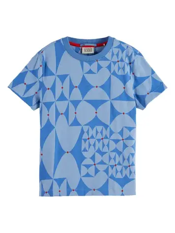 Scotch & Soda Geo Print Cotton T-Shirt - Diamond Lake Blue