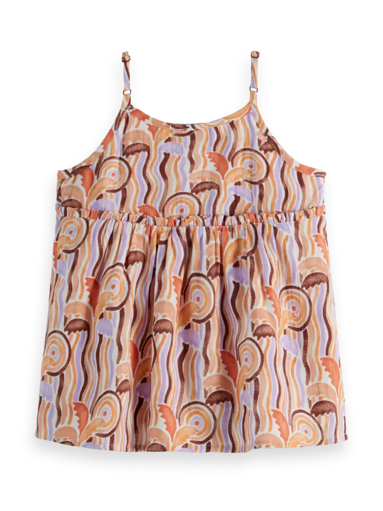 Scotch & Soda  Girls' Crinkle Cotton Printed Tank Top