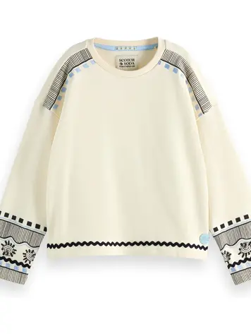Scotch & Soda Embroidered Graphic Sweatshirt in Soft Ice