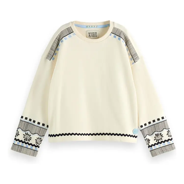 Scotch & Soda Embroidered Graphic Sweatshirt in Soft Ice