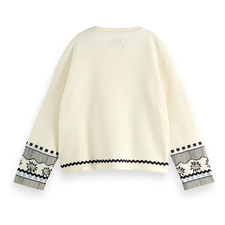 Scotch & Soda Embroidered Graphic Sweatshirt in Soft Ice
