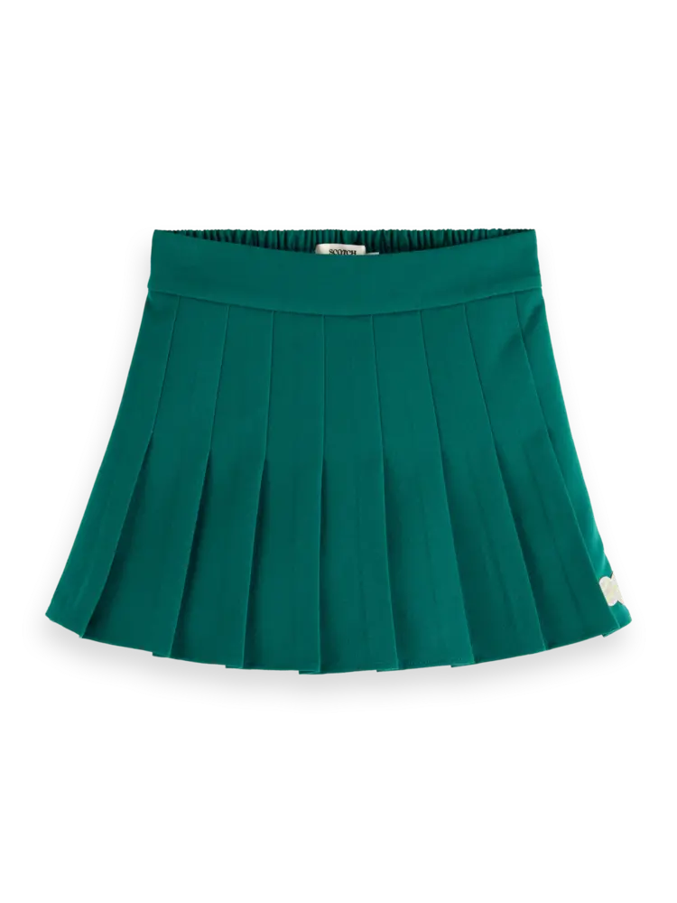 Scotch & Soda Girls' Pleated Tennis Skort in Pitch Green