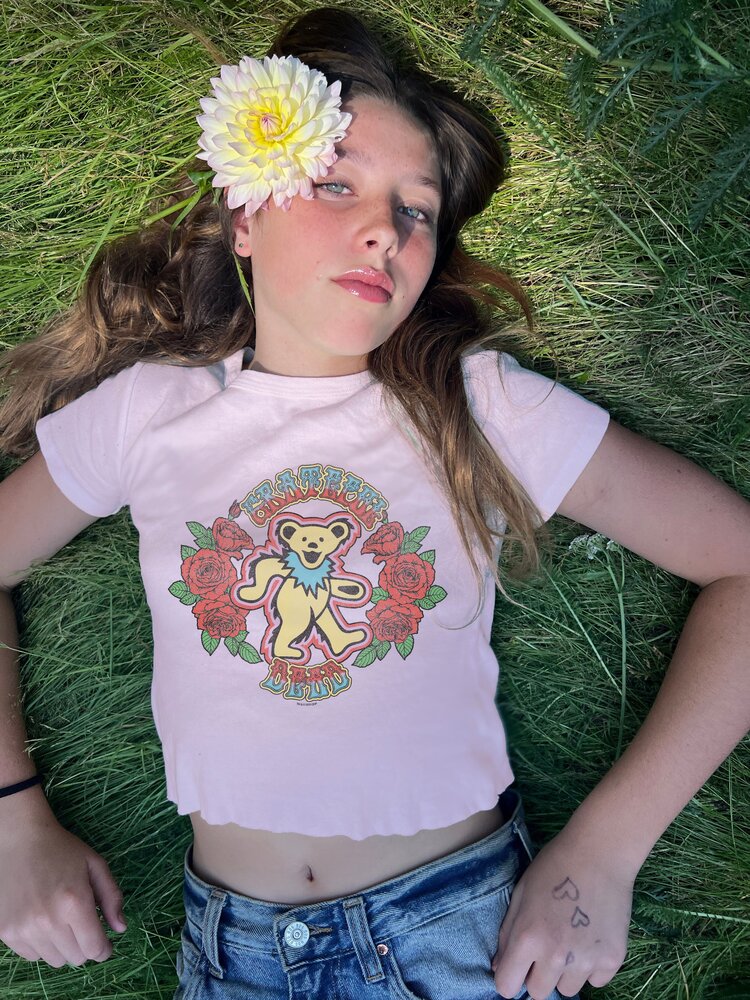 Rowdy Sprout Grateful Dead Bear Girls Fitted Tee