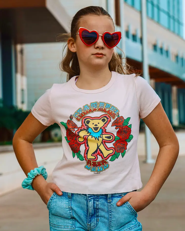 Rowdy Sprout Grateful Dead Bear Girls Fitted Tee