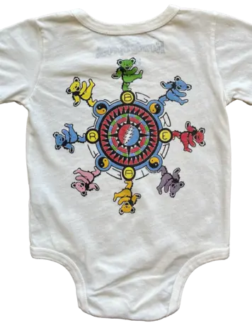 Rowdy Sprout Grateful Dead Circle Dancing Bears Onesie - White