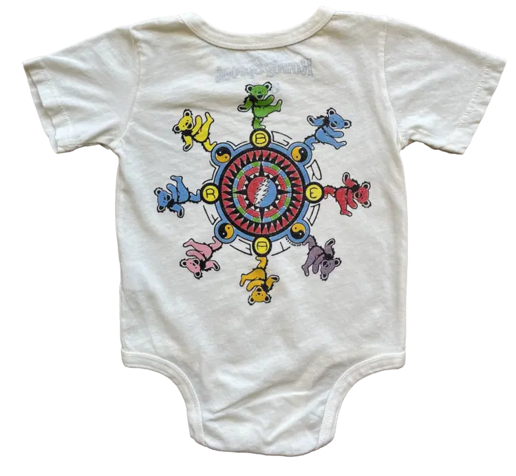Rowdy Sprout Grateful Dead Circle Dancing Bears Onesie - White