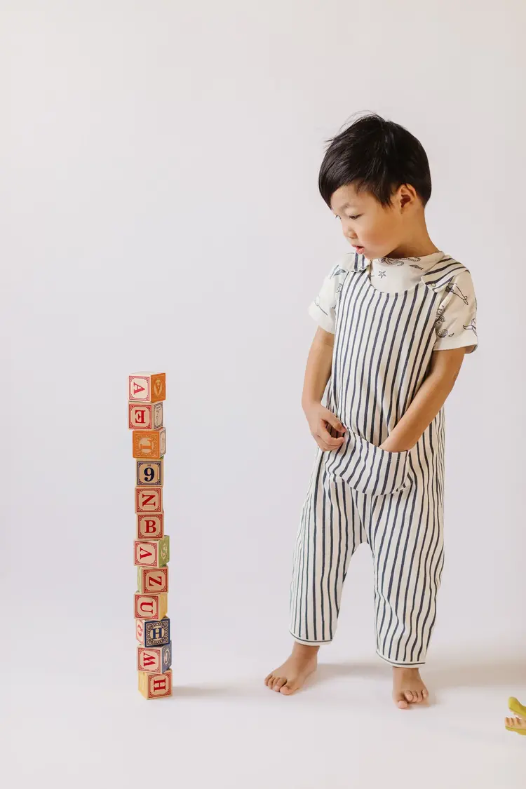 Pehr Designs Baby Overalls Stripes Away Ink Blue