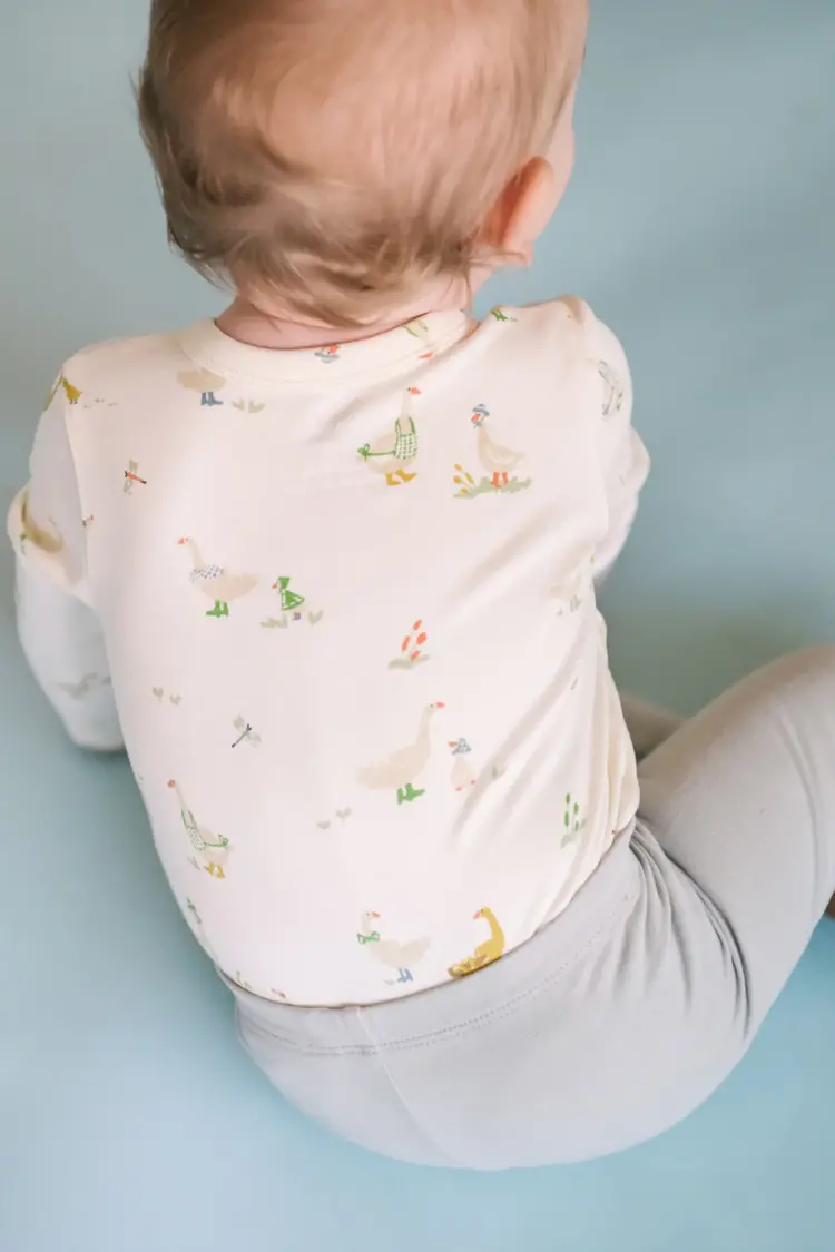 Pehr Designs Long Sleeve Kimono One-Piece- Duck Duck Goose