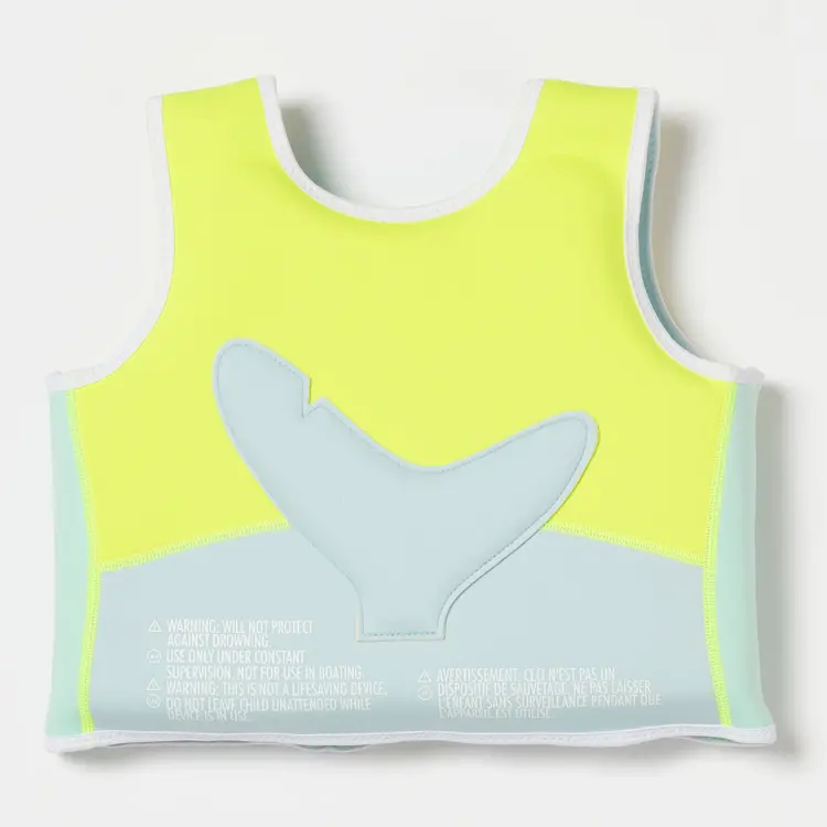 Sunnylife Kids Swim Vest - Salty the Shark Aqua Neon Yellow (2-3)