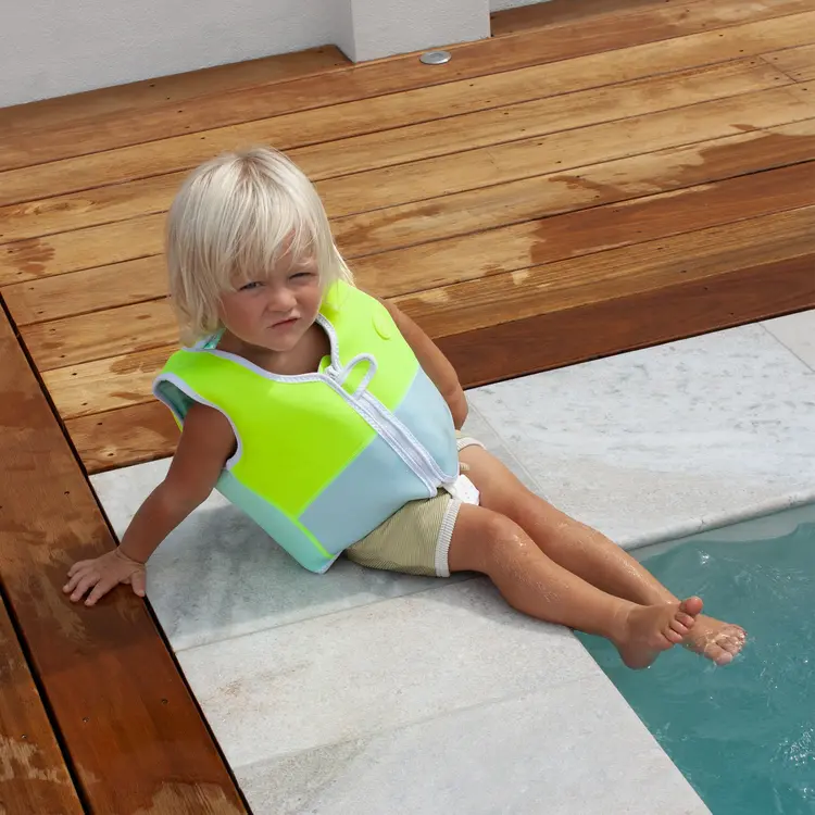 Sunnylife Kids Swim Vest - Salty the Shark Aqua Neon Yellow (2-3)