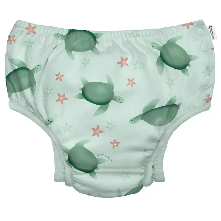 Green Sprouts Reusable Baby Swim Diaper - Sage Turtle