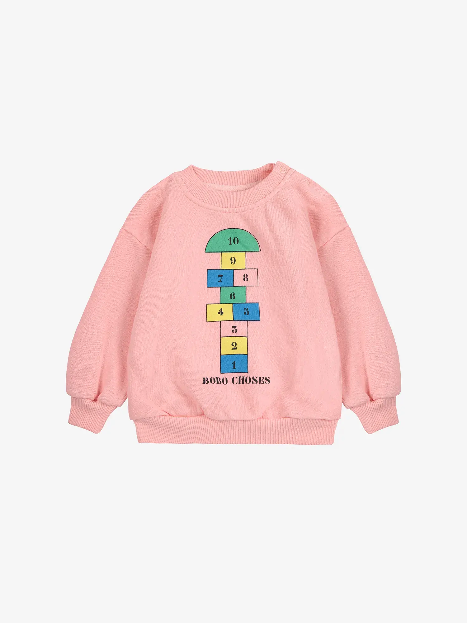 Bobo Choses Hopscotch Sweatshirt - Pink - Yellow Turtle