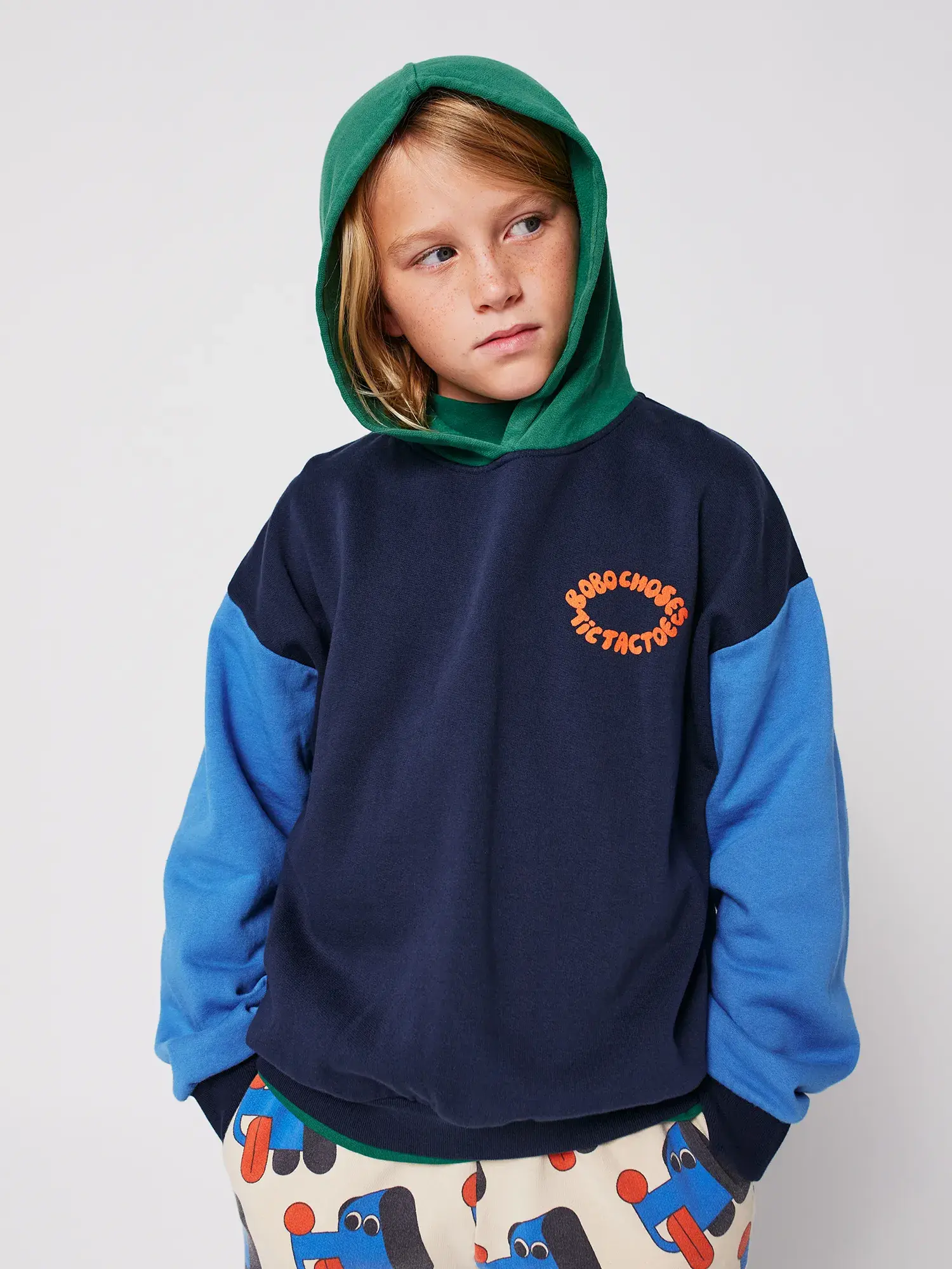 Bobo Tic Tac Toe Color Block Hoodie - MULTI - Yellow Turtle