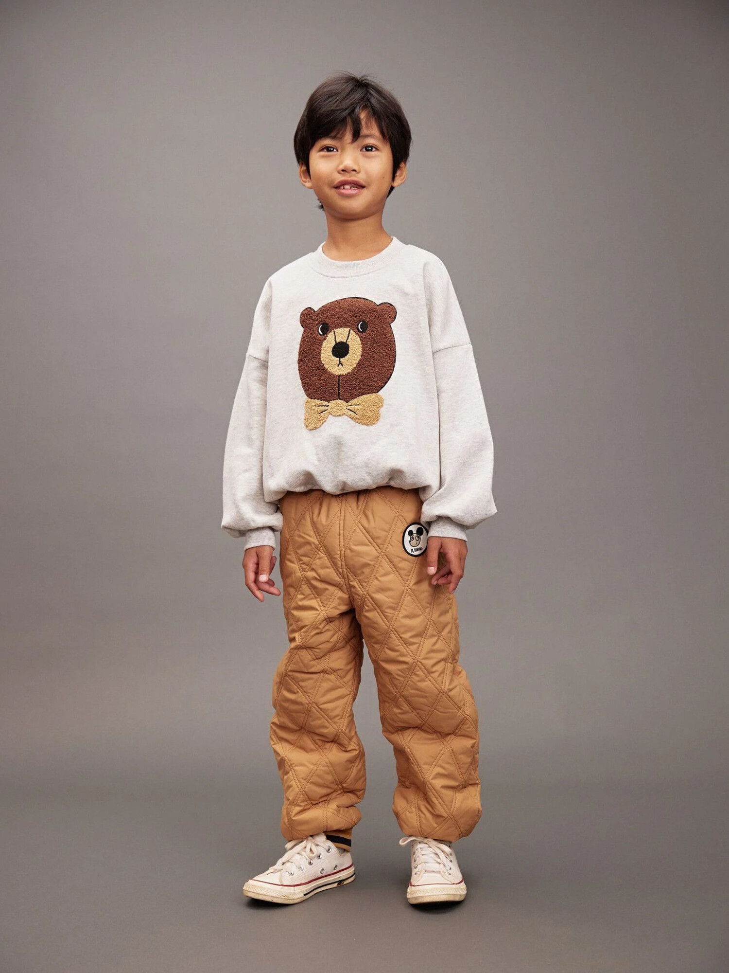 トップス mini rodini Bear chenille sweatshirt Mini Rodini Bear Chenille Sweatshirt - GREY - Yellow Turtle