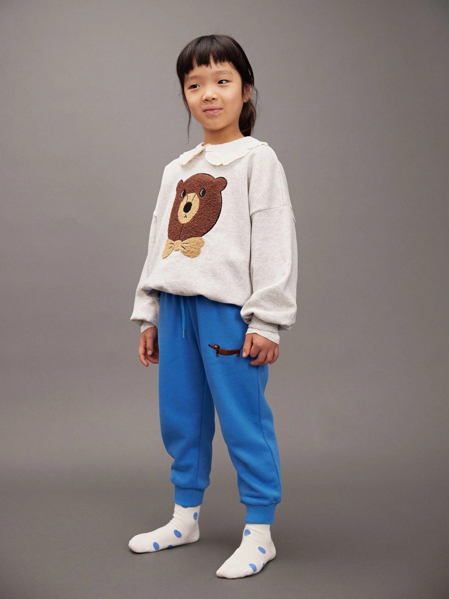 Mini Rodini Bear Chenille Sweatshirt - GREY - Yellow Turtle