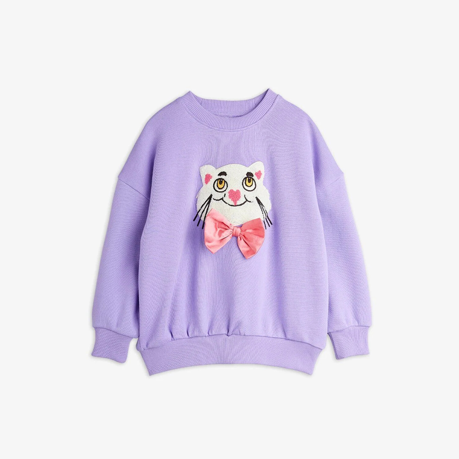 Mini Rodini Cat Chenille Sweatshirt - PURPLE - Yellow Turtle