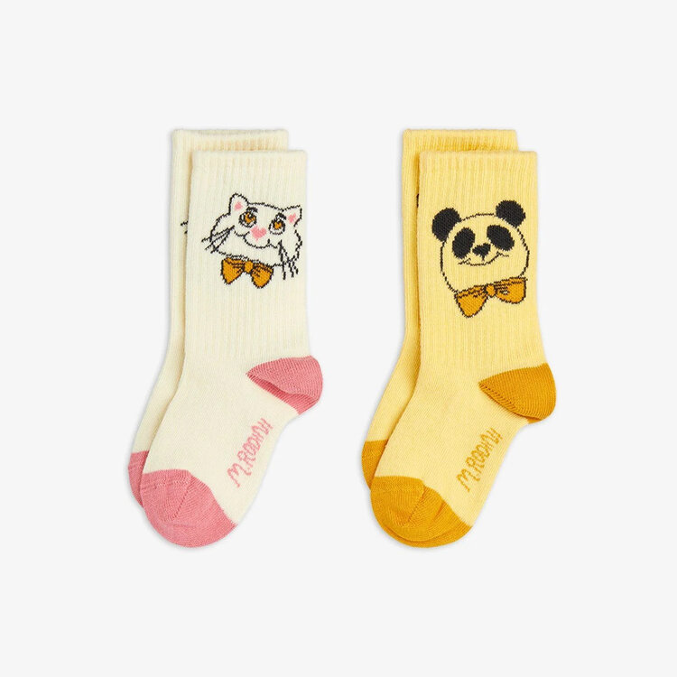 Mini Rodini Cat & Panda 2pk Socks