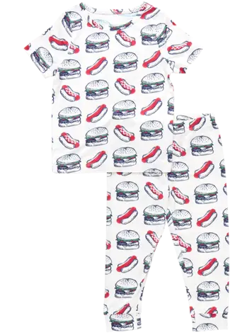 Pink Chicken Kids Bamboo PJ Set - Hamburger & Hotdog Pink Chicken Kids Bamboo PJ Set - Hamburger & Hotdog