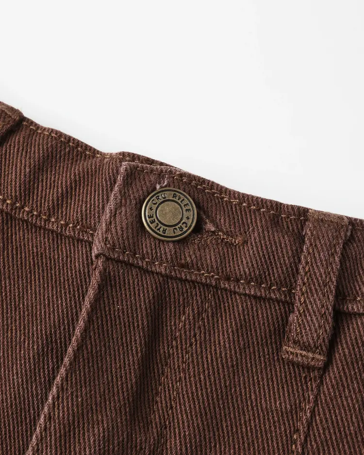 Rylee + Cru Pleated Denim Skirt || Washed Brown