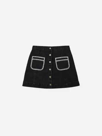 Rylee + Cru Denver Mini Skirt || Washed Black