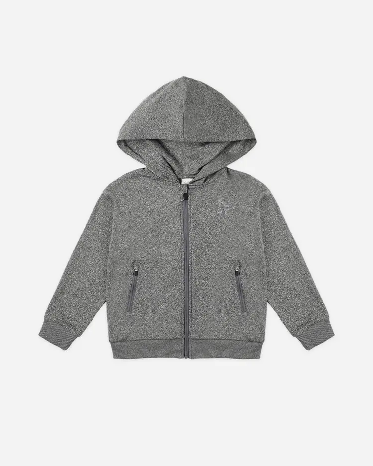 Rylee + Cru Zip-Up Tech Hoodie || Heathered Black