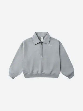 Rylee + Cru Quarter Zip Sweatshirt || Dusty Blue