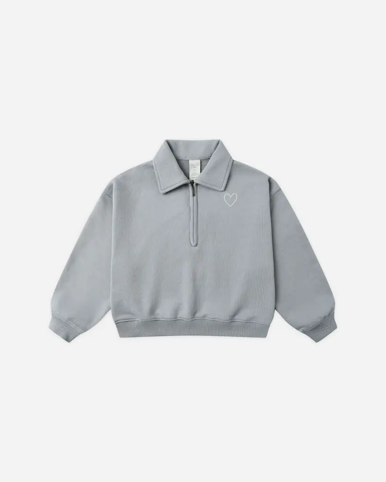 Rylee + Cru Quarter Zip Sweatshirt || Dusty Blue